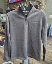 Eddie Bauer Men's Gray Knit 1/4 Zip Mock Neck Pullover Sweater Size S