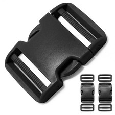 Buckle for 2 inch Webbing Straps, Side Release Buckles 2 Set 2 pack, Black
