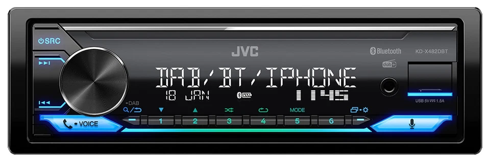 JVC KD-X482DBT MP3-Autoradio mit Bluetooth DAB USB iPod AUX-IN - Bild 1 von 4