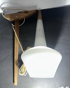 60s Mid Century Modern Italian White Glass Globe Hanging Light Lamp Fixture 
