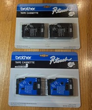 Brother P-Touch TC-10 Black-On-Clear Tapes, 0.5" x 25', - 4 Tape Cassettes