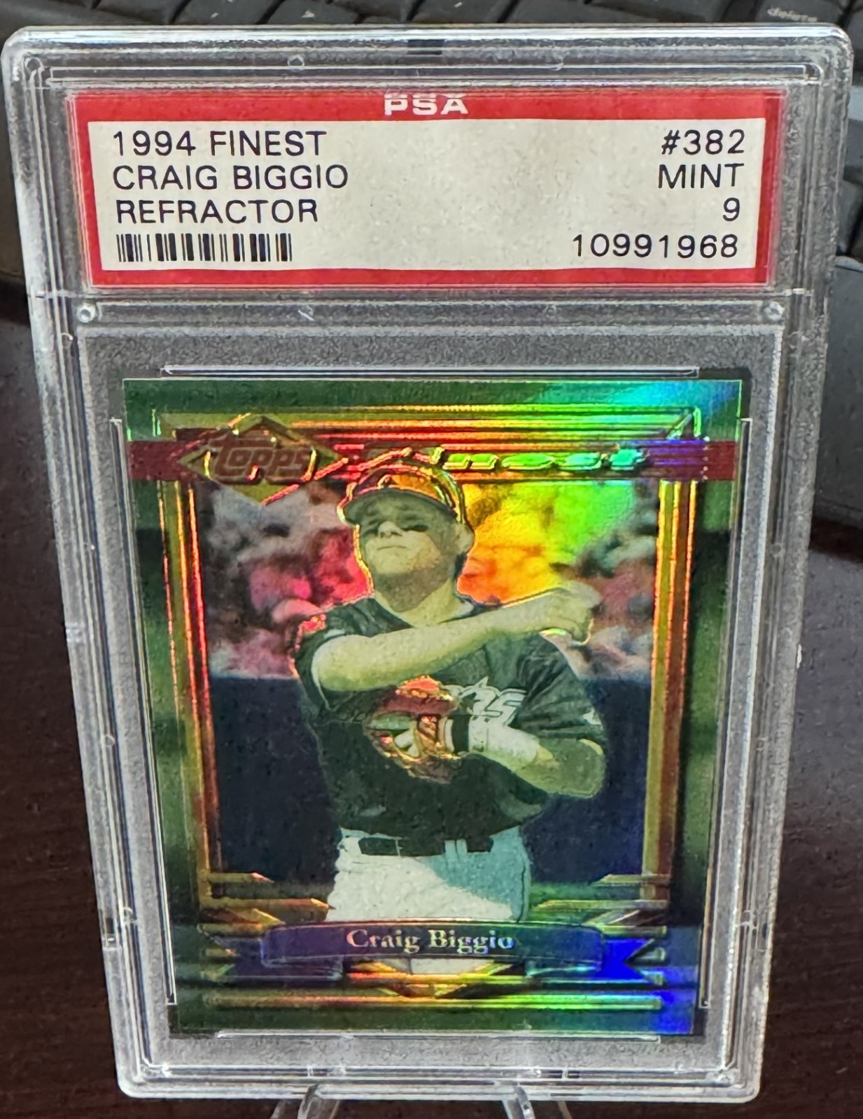 1994 TOPPS FINEST REFRACTOR #382 CRAIG BIGGIO PSA 9 ASTROS HOF POP 10 ONE HIGHER