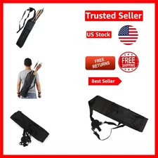 Lightweight Black Canvas Arrow Quiver with Adjustable Straps - 21.6" for Archery