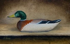 Framed Original MALLARD DECOY Oil Painting by Pennsylvania Artist David Young