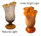 Signed Fenton "Lily of the Valley" Amber Opalescent Slag 6" Swung Vase Ruffled