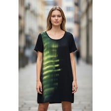 Elie Tahari Womens Black Green Abstract Digital Print Short Sleeve Shift Dress S