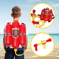 Kid Firefighter Backpack Water Gun Blaster Tank with Hose Shooter Outdoor Play