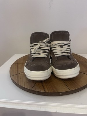 Rick Owen  Brown White Lace Up Men's Casual Sneakers Round Toe
