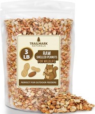 3 LB - Raw Shelled Peanuts For Squirrels, Out of Shell Peanuts For Birds and Wil