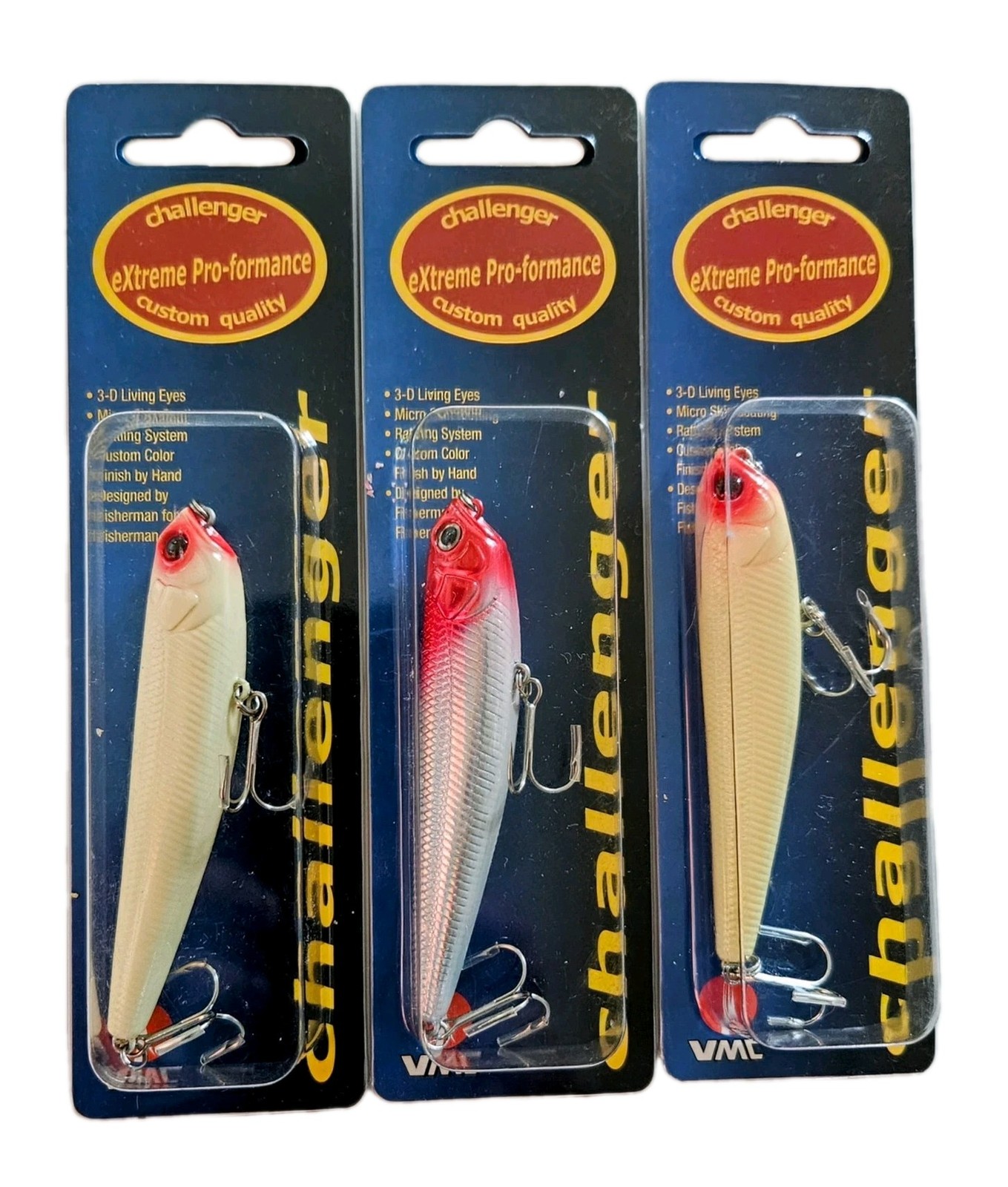 3 Challenger Extreme Pro-formance Topwater Lures 3/8 oz, 4", 2 Colors In Set New - Image 3