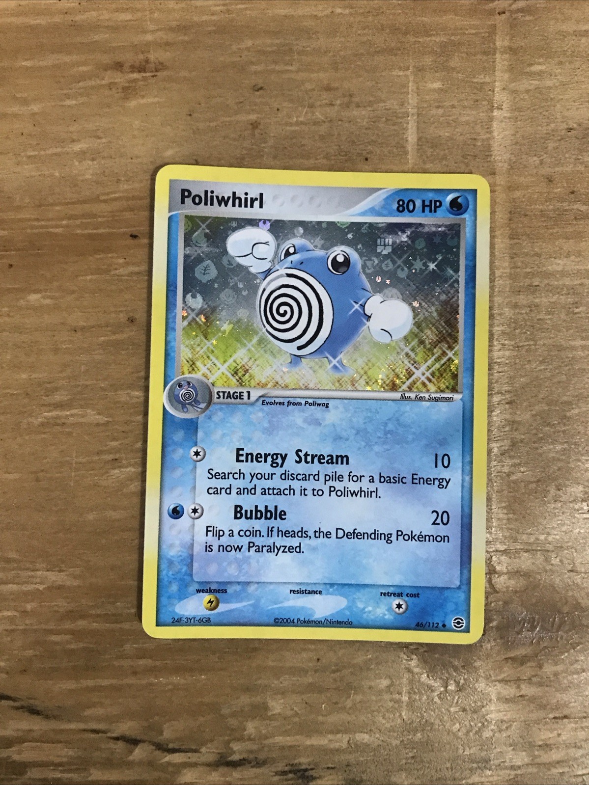 Vintage Poliwhirl Pokemon TCG 46/112 FireRed & LeafGreen Reverse Holo Light Play