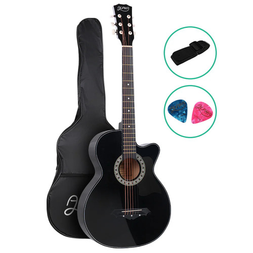Alpha 38" Acoustic Guitar Steel String Full Size Cutaway Beginner Kit - Picture 1 of 18