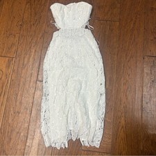 Lulu's Impressive Elegance White Crochet Lace Strapless Midi Dress