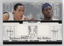 2003 Fleer Mystique Awe Pairs Dual Jerseys Tayshaun Prince Ben Wallace HOF nd3
