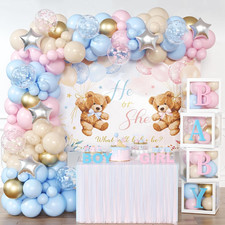 Bear Gender Reveal Balloon Boxes Decorations - 158Pcs Pink Blue Balloon Garland