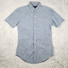 Image of NEW Polo Ralph Lauren Chambray Shirt Men's XS Slim Fit Indigo Blue Denim Preppy 