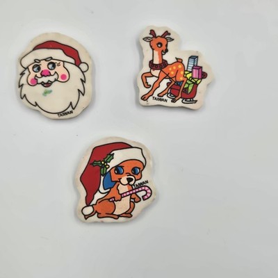 Vintage Holiday Eraser Lot 1980s Monami Taiwan Christmas Erasers