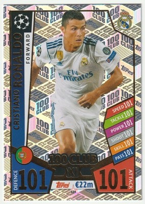 Cristiano Ronaldo 100 Club XI #428   2017-18 Topps Match Attax UCL Real Madrid
