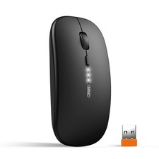 Slim Wireless Mouse Rechargeable 2.4G Silent Cordless 2400 DPI Receiver Black