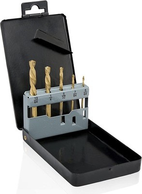 Left-Hand Drill-Bit Set, High-Speed Steel Drills with Titanium Nitride Coating