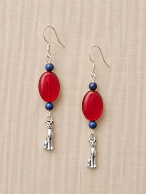 Egyptian Style Kitty Earrings Handcrafted OOAK