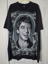 Rare Vintage 90s Scarface Tony Montana T-shirt Men's Size XL Big Head Money