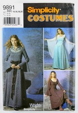Simplicity 9891 Medieval Renaissance Princess Cosplay Dress Size 14-20 Uncut