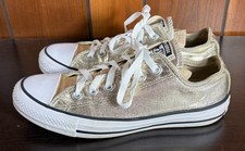 Converse Chuck Taylor All Star Low Top Sneaker Gold Metallic Canvas Sz 6.5 Women