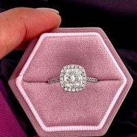 14 Karat WeißGold Damenring Im Labor GezüChtetes Kissen 2 Karat Igi-Zertifizi...