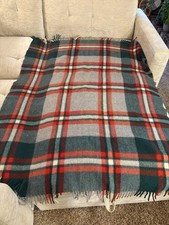 Troy Robe 100 Virgin Wool Blanket Plaid Tartan Fringe Stadium Throw 45 x60