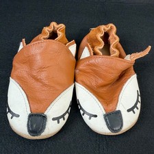 Leather Sole Baby Crib Shoes Moccasins 12-18 Months Deer Christmas Cottagecore