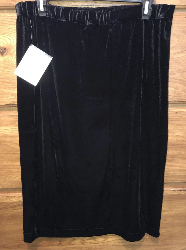 Bob Mackie Sz Medium Velvet Skirt Elastic Waist Below Knee Coverage w32 L27 Bk - Image 3 of 3