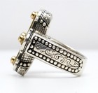 KONSTANTINO Cross Ring Blue Topaz 925 Silver & 18K Yellow Gold Accents w/Pouch — photo 4