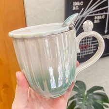 Lidded Ceramic Coffee Cup Tea Cup Water Mug Office Drinks Cup 420ml