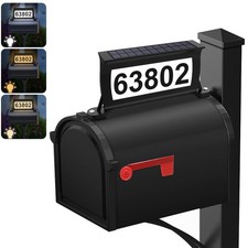 Solar Address Sign, 3 Colors-in-1 Waterproof Mailbox Number Plaque for Outsid...