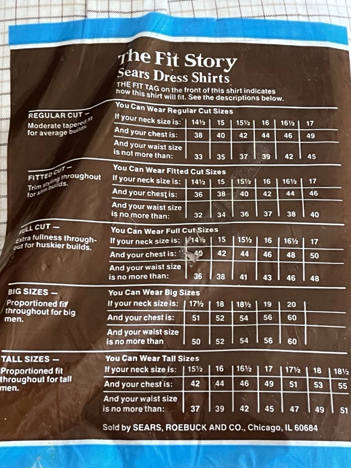 Camisa de vestir vintage Sears Perma-Prest 15,5 corte completo a cuadros nueva con etiquetas 60/40 mezcla SS Foto 4 de 4