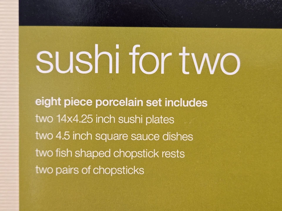 Crate & Barrel Sushi For Two White Porcelain 8 Piece Serving Dish Set Gift New - Image 3 of 4