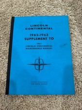 Lincoln Continental 1962-1963 Supplement To 1963 Lincoln Maintenance Manual
