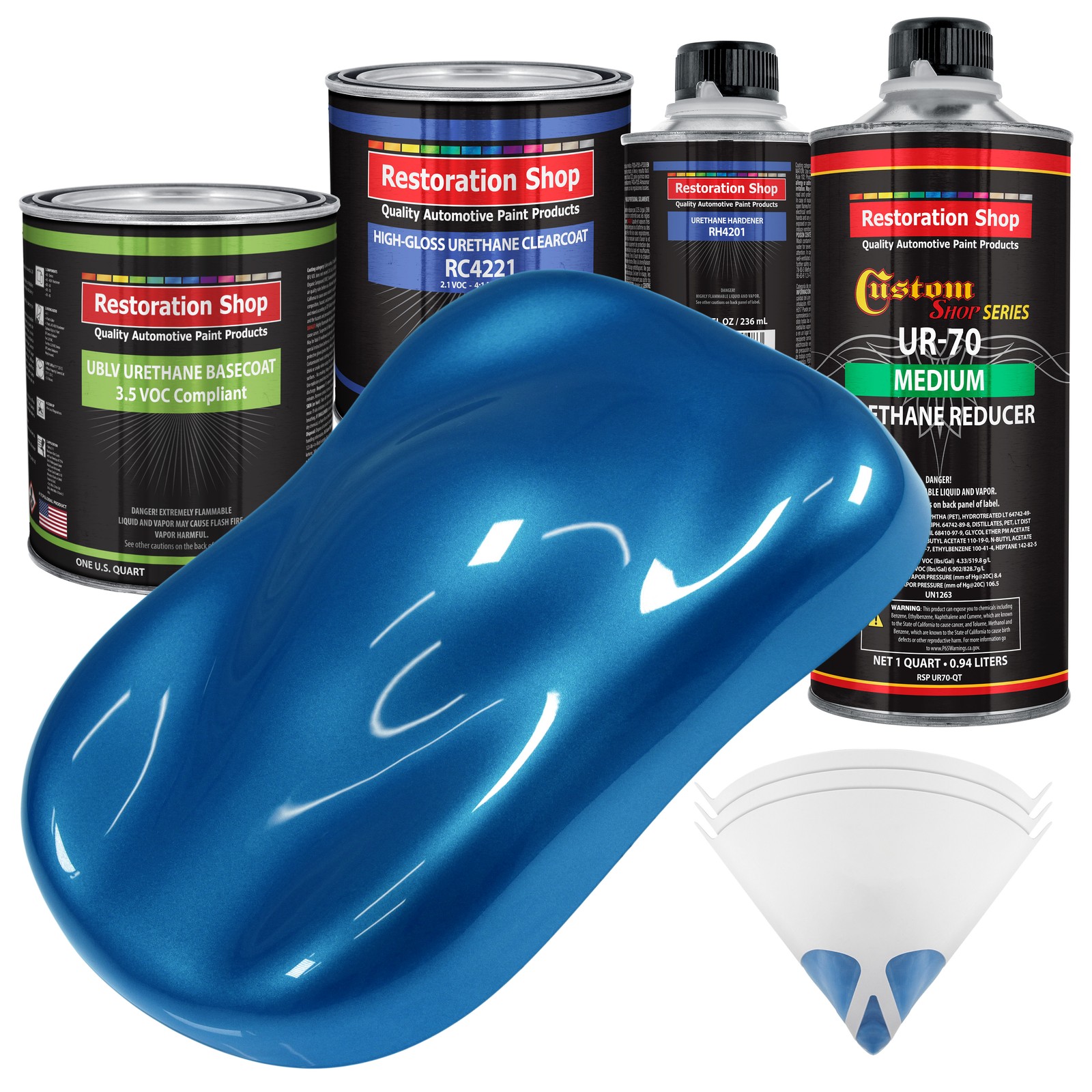 Viper Blue Pearl Quart Low VOC Urethane Basecoat Auto Paint Kit