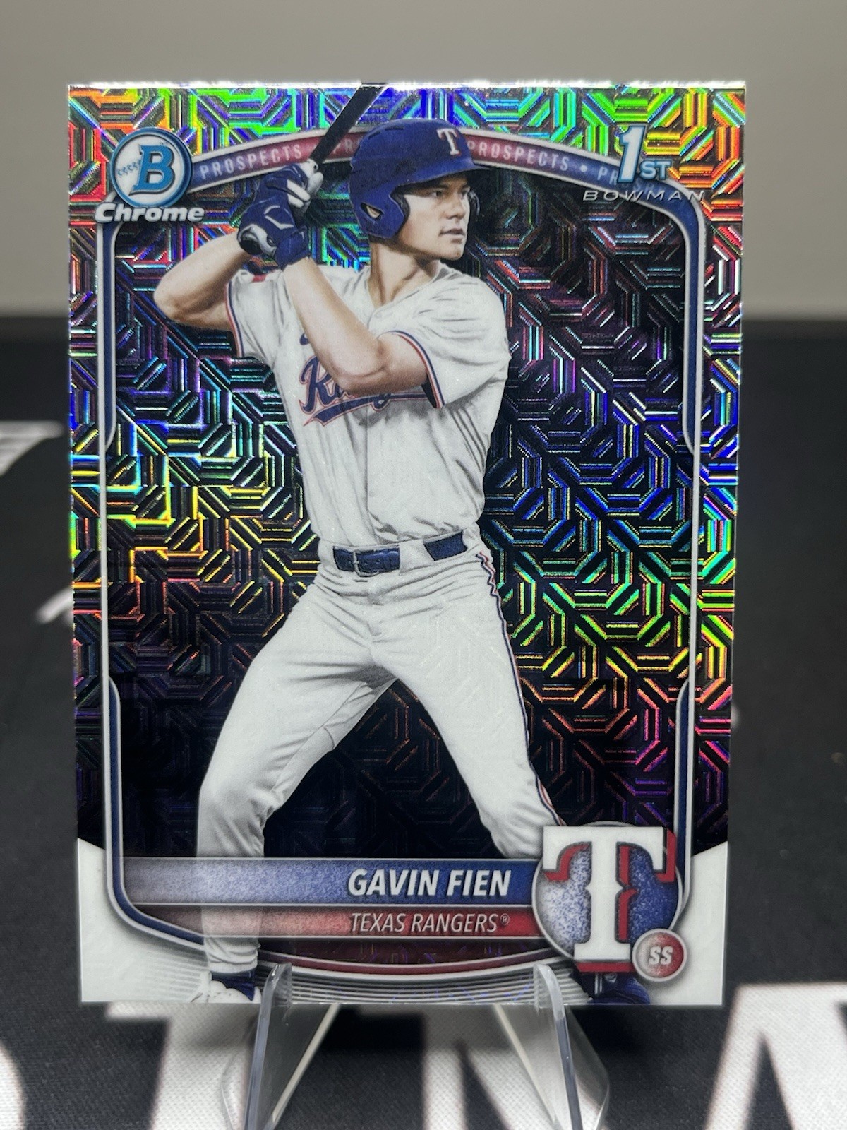 2025 Bowman Draft Chrome Gavin Fien 1st Bowman #BDC-15 Mojo Refractor Rangers
