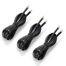 Telephone Extension Cord 10 FT Black RJ11 6P4C Plug Landline Cable Accessory