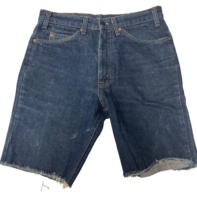 Vintage 60's JcPenney PLAIN POCKETS Blue Jean Shorts INDIGO DENIM Cutoffs  USA 32