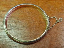 Vintage Sterling Silver Yellow Gold Overlay Baby Bangle Bracelet Hinged 4.7 Gram