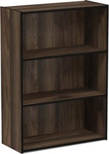 3 Tier Open Bookshelf, Columbia Walnut 9.7  D x 23.7  W x 31.5  H 3 Tiers