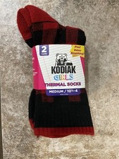 KODIAK GIRL'S THERMAL SOCKS 2 PAIRS RED/BLACK SIZE MEDIUM 10.5-4 1 PACK NEW