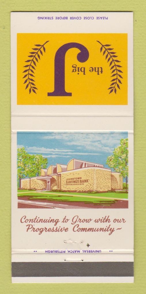 Matchbook Cover - Johnstown Savings Bank PA 30 Strike