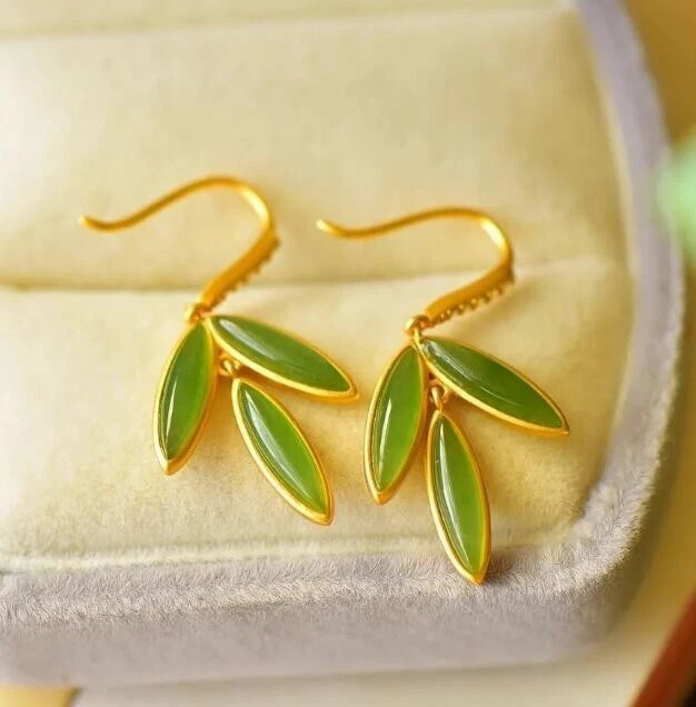 18k gold leaf earrings deals