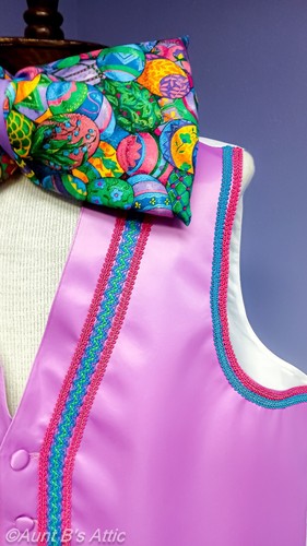 Easter Bunny Vest & Tie Orchid/Purple Full Back Hand Decorated Mascot Vest XL - Picture 3 of 4