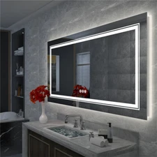 Oversize Led Dual Illuminated Bathroom Mirror Wall Mounted Antifog Vanity Mirror