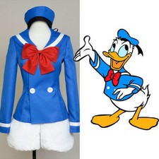 disneys Donald Duck Mascot Cos Costume Blue Dress Uniform Suit Outfit
